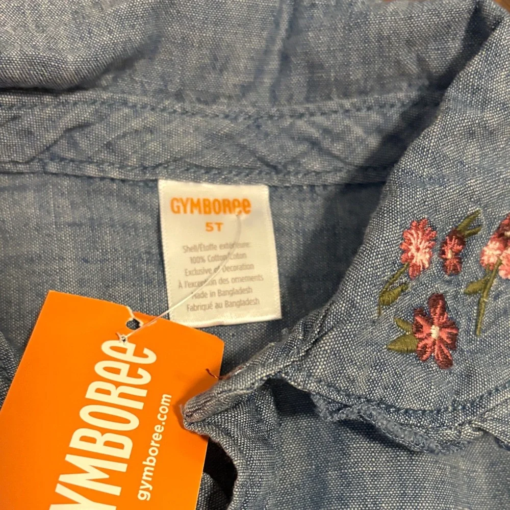 Gymboree Chambray Dress with Floral Embroidery